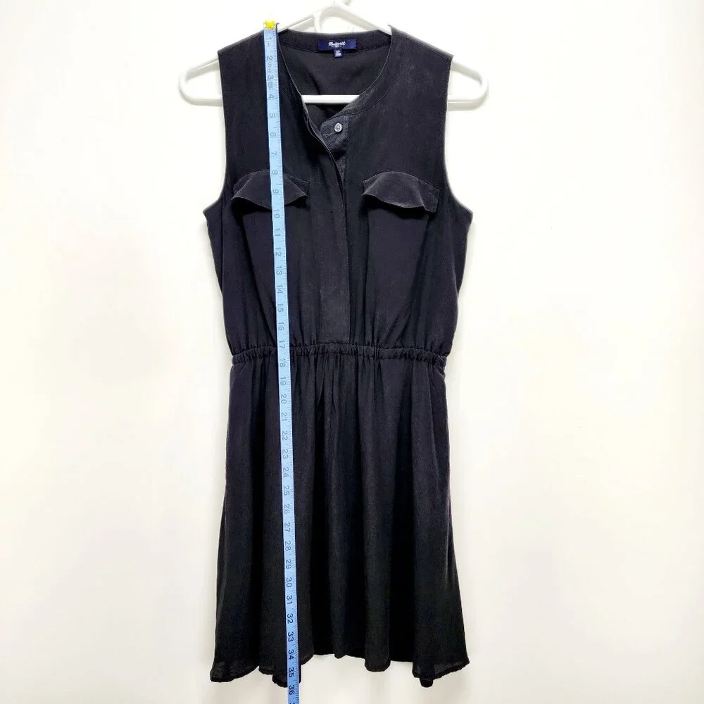 Madewell 1937 Black Silk Sleeveless Button-Front Dress XS - Picture 4 of 10